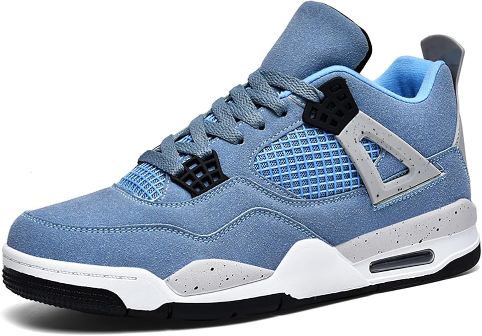 Men's Womens Air 4 Retro Classic Skate Shoes Trainers Fitness Basketball Shoes Casual Sneakers Work Running Walking Zapatos AY004 Blue UK 9.5