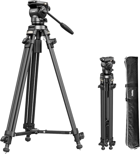 SmallRig AD-50 Carbon Fiber Video Tripod 64" Lightweight Fluid Head