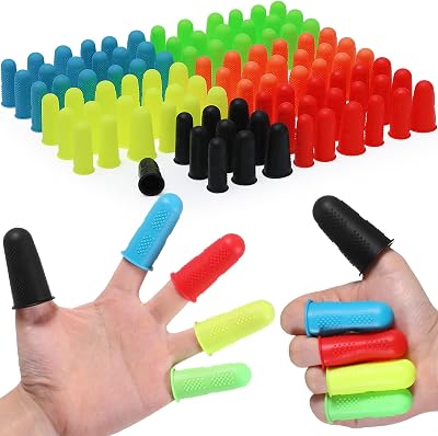 100 Pieces 3 Sizes Finger Protectors Bulk, Silicone Hot Glue Gun Finger Caps Bulk Rubber Fingers Thimble Protectors Guard Tips Caps Pads Cover for Hot Glue Gun, 6 Colors