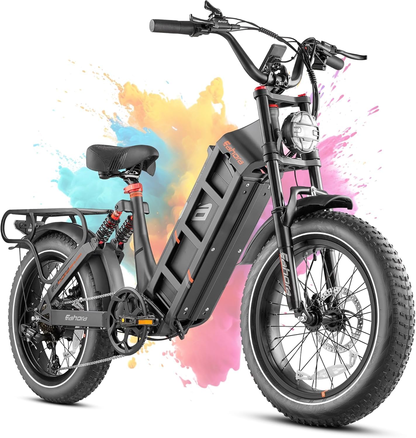 eAhora Juliet 60Ah Electric Bike for Adults, 31Mph Long Range Ebike Up to 100-200 Miles, 1200W Motor 20 Fat Tire Full Suspension Electric Mountain Bike Step Thru Electric Bicycle UL2849 Certified