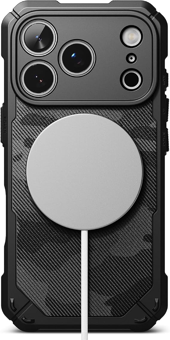 Ringke Rugged Gear for iPhone 17 Pro Case [Compatible with MagSafe] Prevents Oily Smudges Non-Slip Enhanced Grip Protective Cover Precise Cutouts for Camera - Magnetic Camo Black