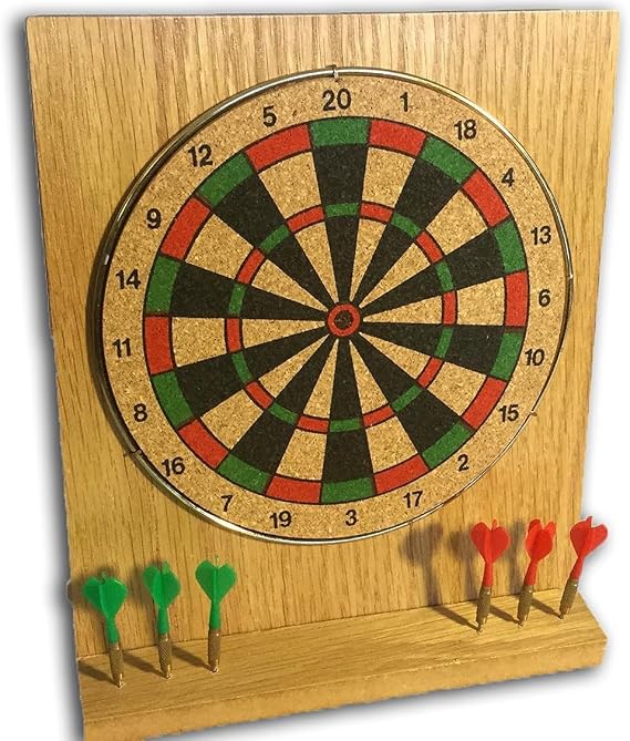 6" Executive Desktop Dart Set Compact Office Dartboard Game, Wood Finish Mini Dartboard with Darts, Fun Desk Toy for Home, Office & Gifts