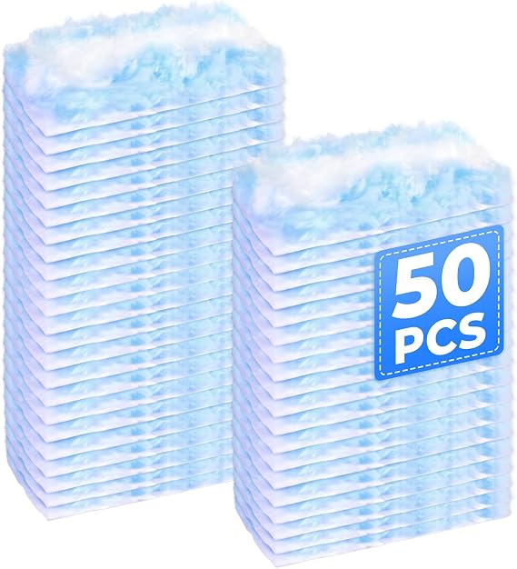 50 Pack Duster Refills Only, Microfiber Replacement Heads for Blinds, Blue