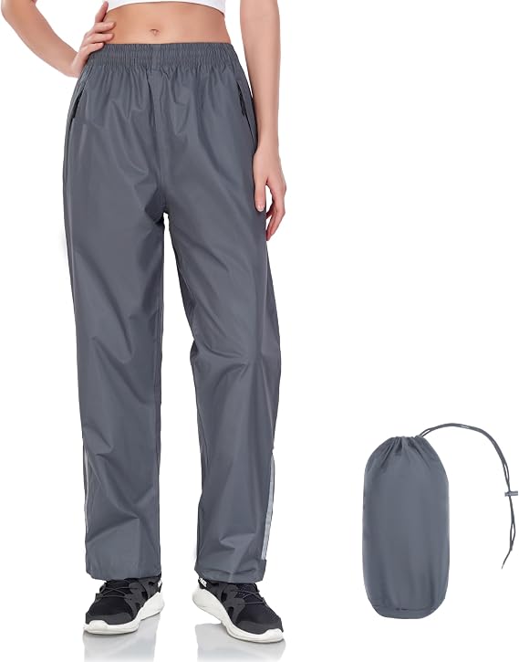 Women's Rain Pants Over Pants Waterproof Lightweight Packable Rain Pants Windproof Hiking Pants for Outdoor, Fishing