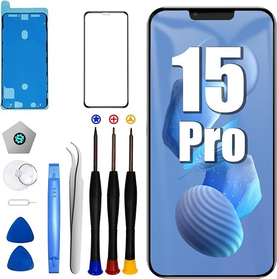 DTD LCD Screen for iPhone 15 Pro, 6.1-inch LCD screen replacement, 1:1 resolution, for iPhone 15 Pro, LCD display, digitizer, with repair tools for 15 Pro