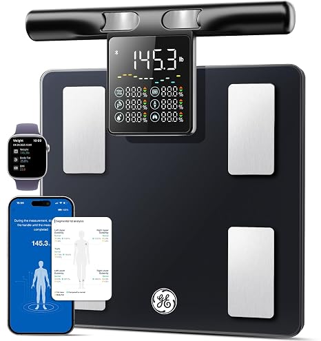 GE Smart Scale for Body Fat with BMI Muscle Mass, 5.3-inch Handle Display