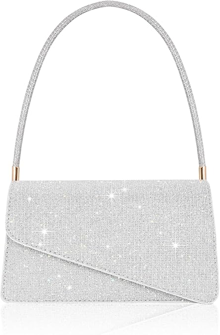 Evening Bag Formal Clutch Purses for Women Lady Girl Glitter Handbags Asymmetrical Flap Shouder Bag for Wedding Party