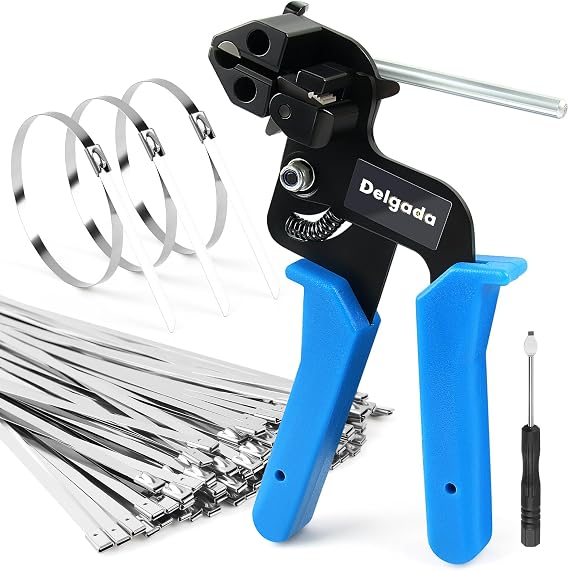 102PCS Metal Zip Ties Tool Kit, Heavy Duty Stainless Steel Cable Tie Gun