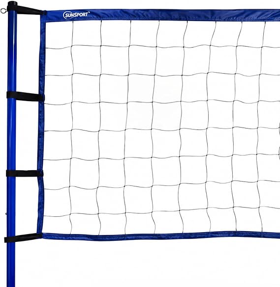 SunSport Volleyball Set - Includes Net, 6 Poles, Extra Straps, Durable Carry Bag &amp; Instructions | Summer Sports