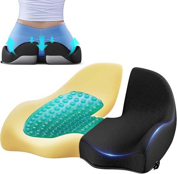 Benazcap Large Cooling Gel Memory Foam Seat Cushion for Long Sitting