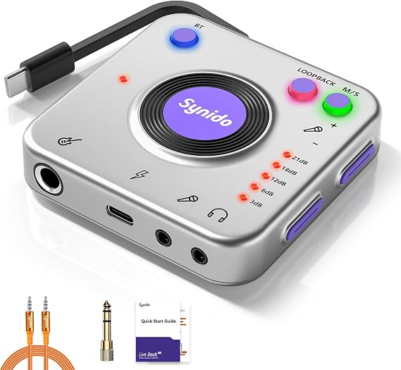 A20 Portable USB-C Audio Interface for Guitar & DJ Recording | 24bit/96kHz Sampling, Adaptive Gain Control, Wireless Backing Track, Designed for Creators, Works with iPhone/Android/Mac/PC
