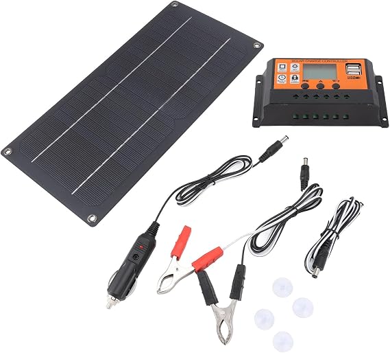 Luocute 60W Solar Panel, High Efficiency Monocrystalline Silicone Solar Panel Kit, 12V 24V Controller, RV Boat, Lightweight, Energy Saving Kit with Steady Output for Multiple Applications