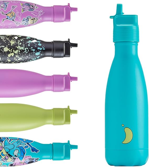 Chilly's Kids Original Water Bottle - 350ml - Aqua | Vacuum Insulated Stainless Steel Water Bottle, Reusable Thermal Flask For Hot & Cold Drinks - Leak Proof, No Sweat