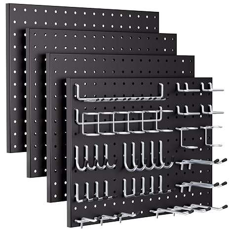 INCLY 70PCS Pegboard Wall Organizer Kit with Metal Panels and 1/4" Hooks