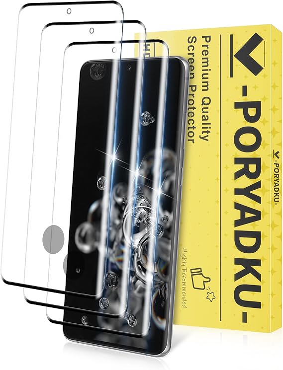 3 Pack for Samsung Galaxy S20 Ultra Screen Protector, 9H Tempered Glass Full Coverage, Case Friendly, HD Clear, Anti-Scratch, Fingerprint Compatible, Bubble-Free for S20 Ultra 5G 6.9