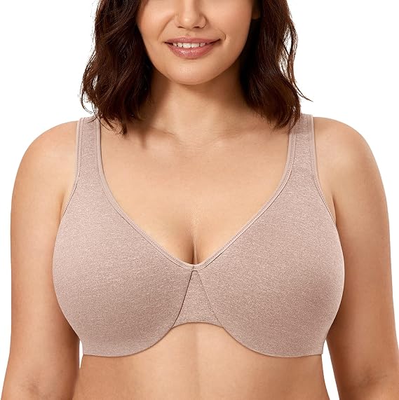 CALVENA Women's Unlined Ful Cup Minimizer Bra | Full Coverage, Underwire Support, Plus Size for Heavy Breast, U-Back