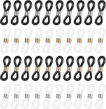 Ymapinc 40Pcs Eyeglass Chain Connector, Glass Holders for Women Eyeglasses Sunglasses Stylish Accessories Around Neck Chain Anti Slip Straps(Rubber Zinc Alloy)