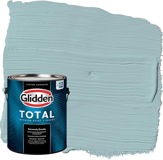 Glidden Total Interior Wall Paint & Primer All-in-One, Lazy River/Aqua Blue, Eggshell, 1 Gallon