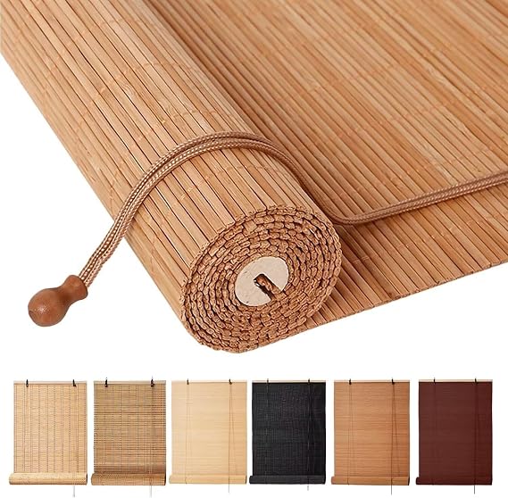 BAYUE Bamboo Blinds, Roll Up Window Shades with Light Filtering for Home