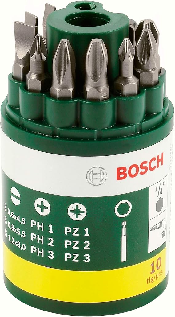 Bosch Professional Accessories Vidalama Ucu Seti, Yeşil, 10 Adet