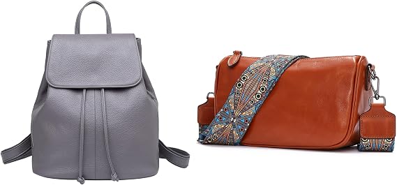 BOYATU Leather Purse Crossbody Bag + Leather Backpack Purse for Women