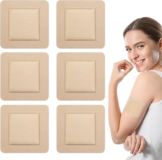 6PCS Silicone Foam Dressing for Wounds 5x5cm Wound Dressing with Border Waterproof Silicone Dressings Ultra Absorbent-Foam for Bedsores Chronic Wounds Post-Surgical Care