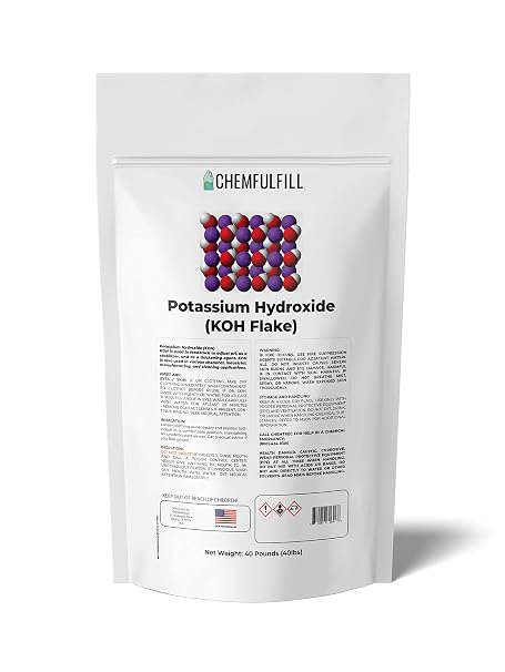 Chemfulfill Potassium Hydroxide High Purity Caustic Potash (KOH) (5 Pounds (5 lbs))