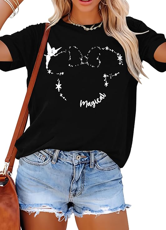 Magical Shirt for Women Believe in Magic Shirts Cute Graphic Printed Tee