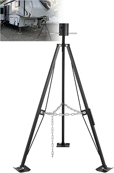 Fifth Wheel Tripod Stabilizer, King Pin Stabilizer for 5th Wheel with Adjustable Height 35-55", Heavy Duty RV Tripod Jack with 5000lbs Load Capacity, Easy Installation and for Most RV Needs