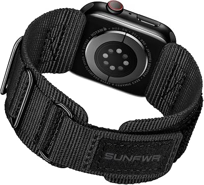 SUNFWR Rugged Nylon Band for Apple Watch Ultra 3&2&1 49mm 46mm 45mm 44mm 42mm Men,Velcro Tactical Military Strap for iWatch Series 1110987654321SE