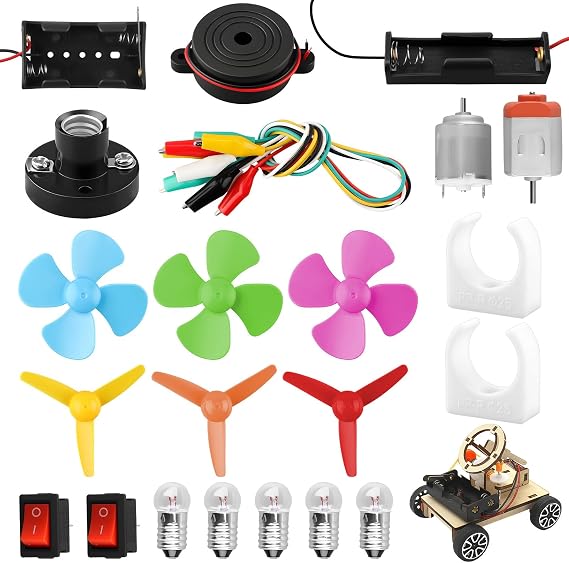 26Pcs Electric Circuit Learning Kit Science Experiment DIY STEM DC Motor