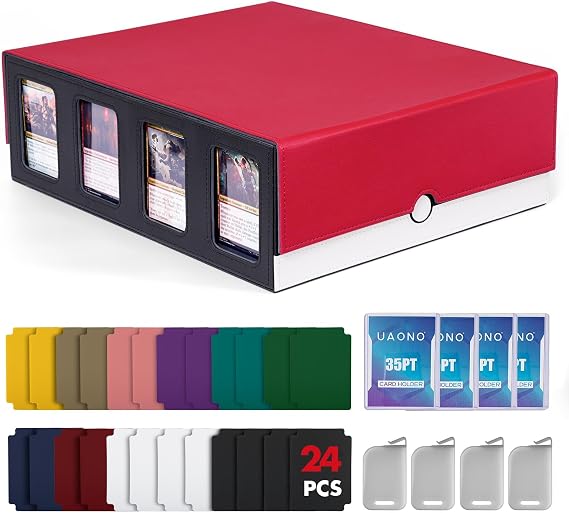 UAONO 4-Row 3000+ Trading Card Storage Box with Commander Display