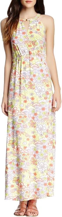 Vertigo Paris Women's Floral Print Halter Maxi Dress - Anne Floral - Large