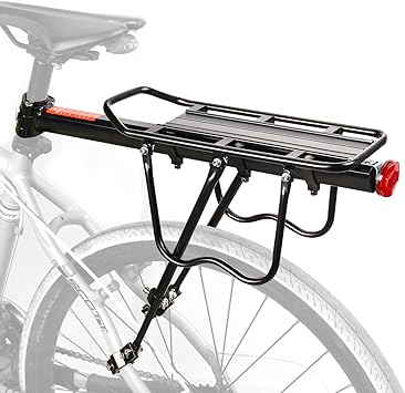 HOMEE Rear Bike Rack,Bike Cargo Racks Frame Aluminum Alloy Universal Adjustable Cycling Equipment Stand Footstock Bicycle Luggage Carrier with Tools and Reflector for 26"-29" Frames
