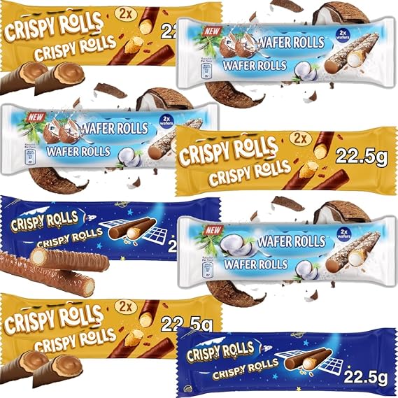 Gallaxyy Milk,Cream,Bountty,Sniikers,Twixx Chocolate Crunchy Waffer Rolls 22.5g - Random Mixed Flavours of Waffer Rolls (20 x Mixed Wafer Rolls)