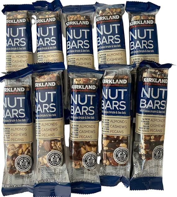 Nut Bars With Cocoa Drizzle & Sea Salt Almonds Cashews Pecans 1.41 oz Each 5g Protein (10pk)