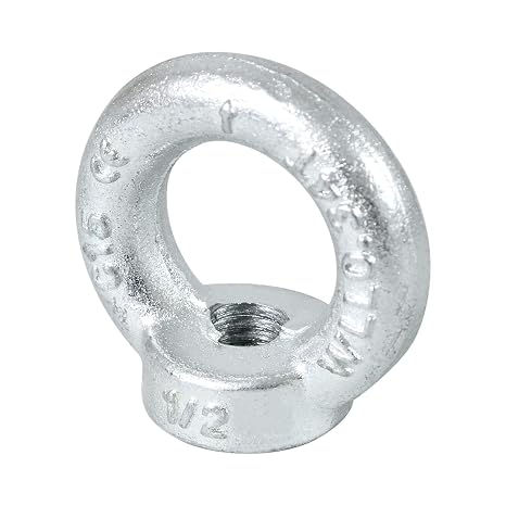 1/2"-13 Lifting Eye Nuts, Drop Forged C15 Galvanized Threaded Fastener, UNC Standard Ring Shape Lifting Eye Nut, 4 Packs