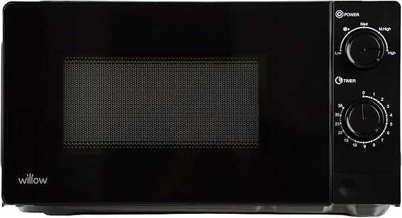 Willow WM207MBK 700W 20L Microwave with 5 Power Levels, Defrost Function, LED Light, End Signal - Black