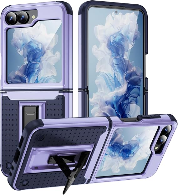 for Galaxy Z Flip 6 Case, Shockproof 2 in 1 Silicone Rubber