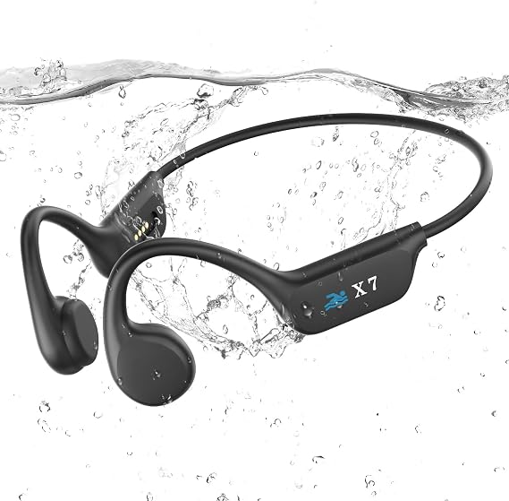 Yüzme kulaklıkları-kemik iletimli kulaklık, IP68 su geçirmez dahili MP3 çalar 32G bellek, kablosuz açık kulaklık, Bluetooth 5.3, koşu, bisiklet, su altı yüzme kulaklığı (siyah)