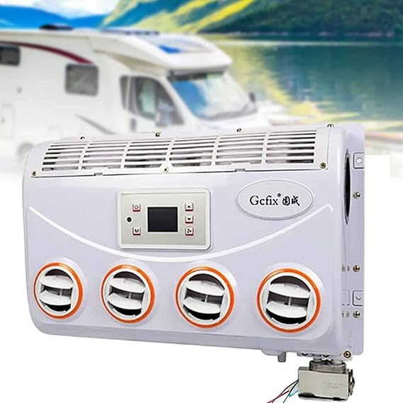 Car Air Conditioning -Universal Car Truck Air Conditioner Refrigeration Modification Evaporator -360 Rotating Tuyere Hanging Air Conditioning Cooler Fan Wall-mounted for Car Caravan Truck Bus (12V)