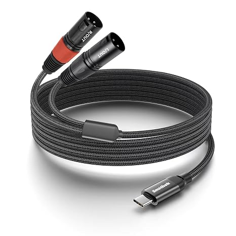 Smithok USB C to 2 XLR Male Stereo Power Amplifier Cable,USB Type C to Dual XLR Male Audio Cable,Mobile Phone USB C Connection Active Speaker, Power Amplifier Audio Cord-6.6Ft(Black)