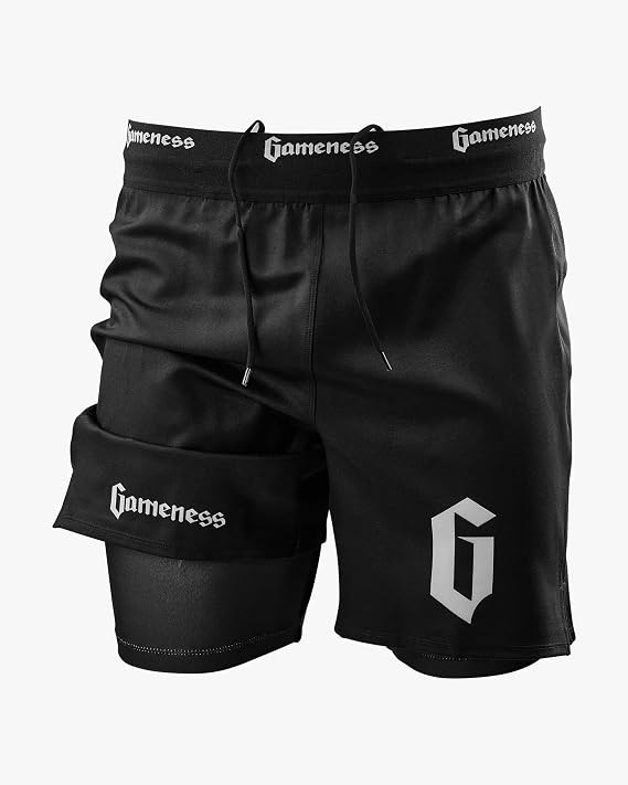 Gameness Men's Lined Pro Grappling Short Black Large