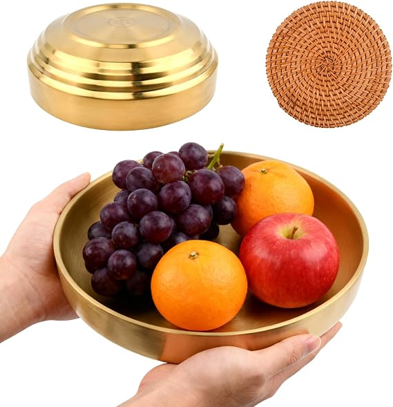 8.3 Inch Gold Decorative Bowl, Stainless Steel Key Bowl for Entryway Table