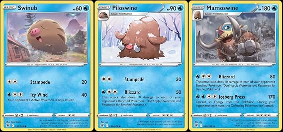 Mamoswine 033/189 - Astral Radiance - Rare Pokemon Evolution Card Lot - Piloswine Swinub
