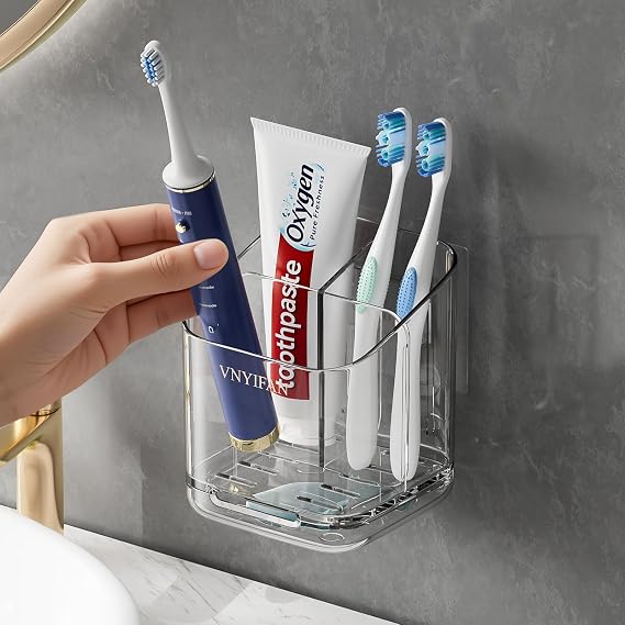3 Slots Detachable Toothbrush Holders Wall Mounted for Bathrooms