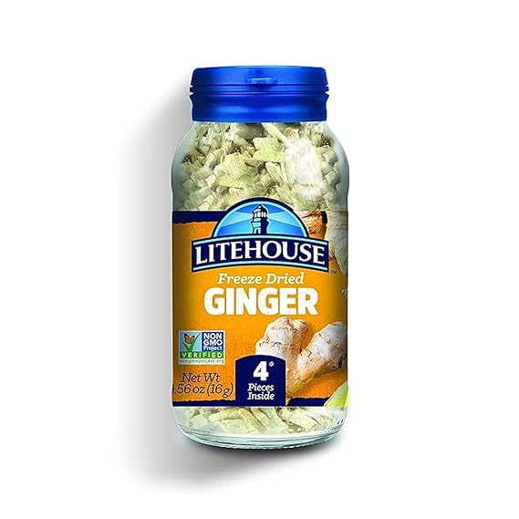 Litehouse Freeze Dried Ginger - Ginger Flakes, Substitute for Fresh Ginger, Perfect for Tea, Organic Dried Ginger Root, Non-GMO, Gluten Free - 0.56 Ounce