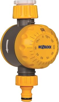 HOZELOCK - Manual Countdown Timer for Watering: Mechanical Switch, Compatible with 21mm (1/2"), 26.5mm (3/4") or 33.3mm (1") Water Taps, Watering Duration 5 to 120 Min, Easy Connection [2210]