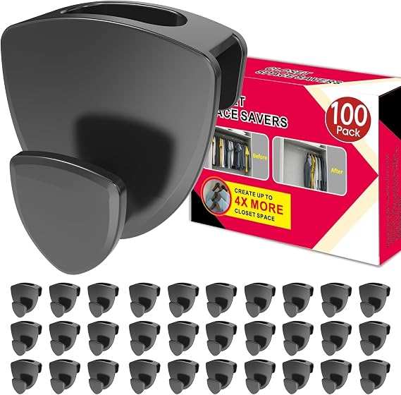 Space Saving Hangers 100Pcs, Clothes Hanger Connector Hooks, Black