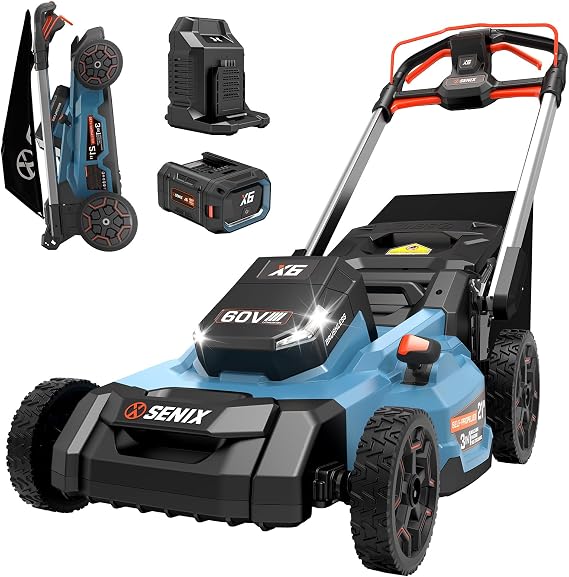 SENIX X6 60V Max 21" Self-Propelled Mower, 3-in-1 w/ 8Ah Battery & Charger, Smart Display, 7-Level Adj